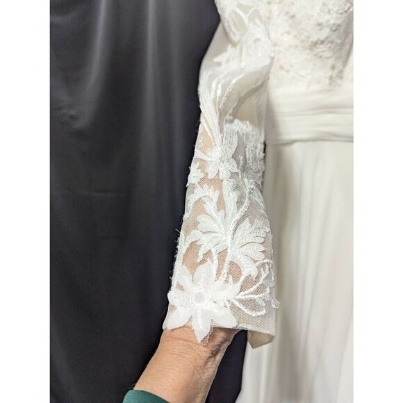 Justin Alexander Ivory/Nude Chiffon Bridal Gown NWT Size 10 Style 88140 - Picture 5 of 13